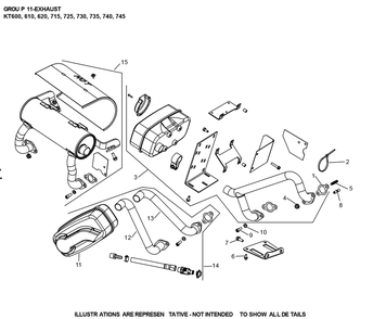 Kt745-3102 Exhaust Diagram and Parts List for KT745-3102  Cub Cadet Lawn Tractor